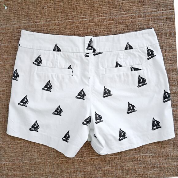 J CREW Sailboat Print Chino Short Black & White Size 8 Nautical Preppy - Picture 3 of 6